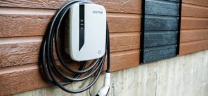 image of a Leviton EV charger on the wall